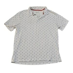 UNTUCKit Polo Shirt Men Large White Pourret Flag Print Short Sleeve Pima Cotton